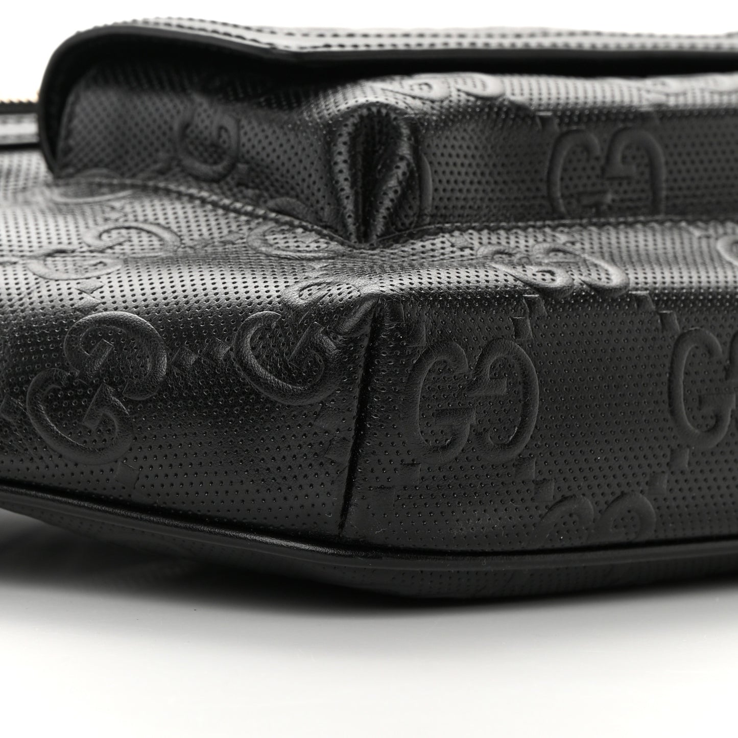 Calfskin GG Tennis Embossed Pocket Belt Bag Black