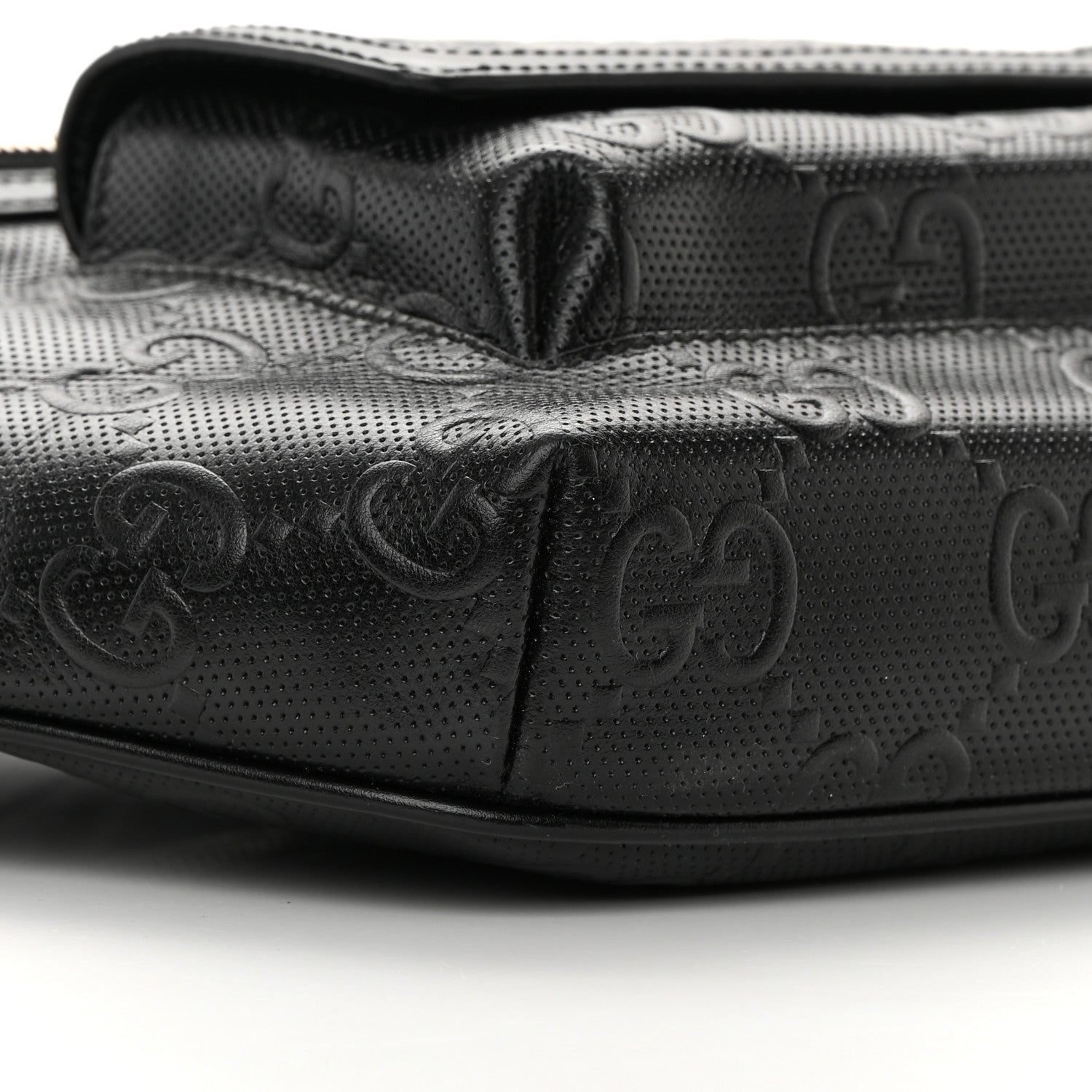 Gucci Calfskin GG Tennis Embossed Pocket Belt Bag Black 9 of 12