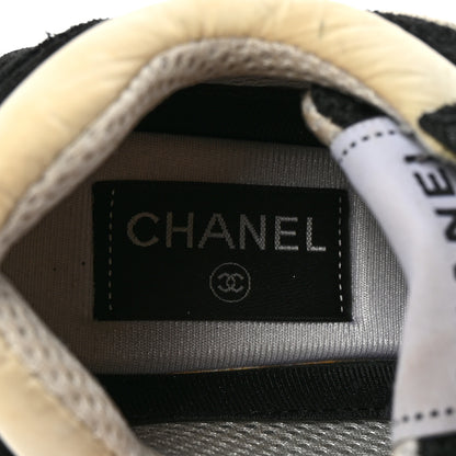 Chanel Mesh Suede Grained Calfskin Womens CC Sneakers 36.5 Black White 8 of 10