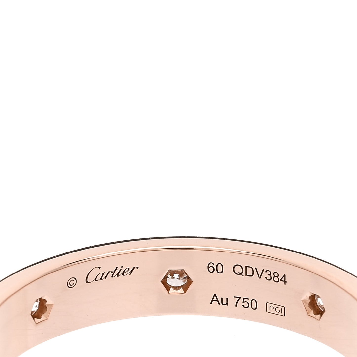 18K Pink Gold 8 Diamond 4mm LOVE Wedding Band Ring 60 9