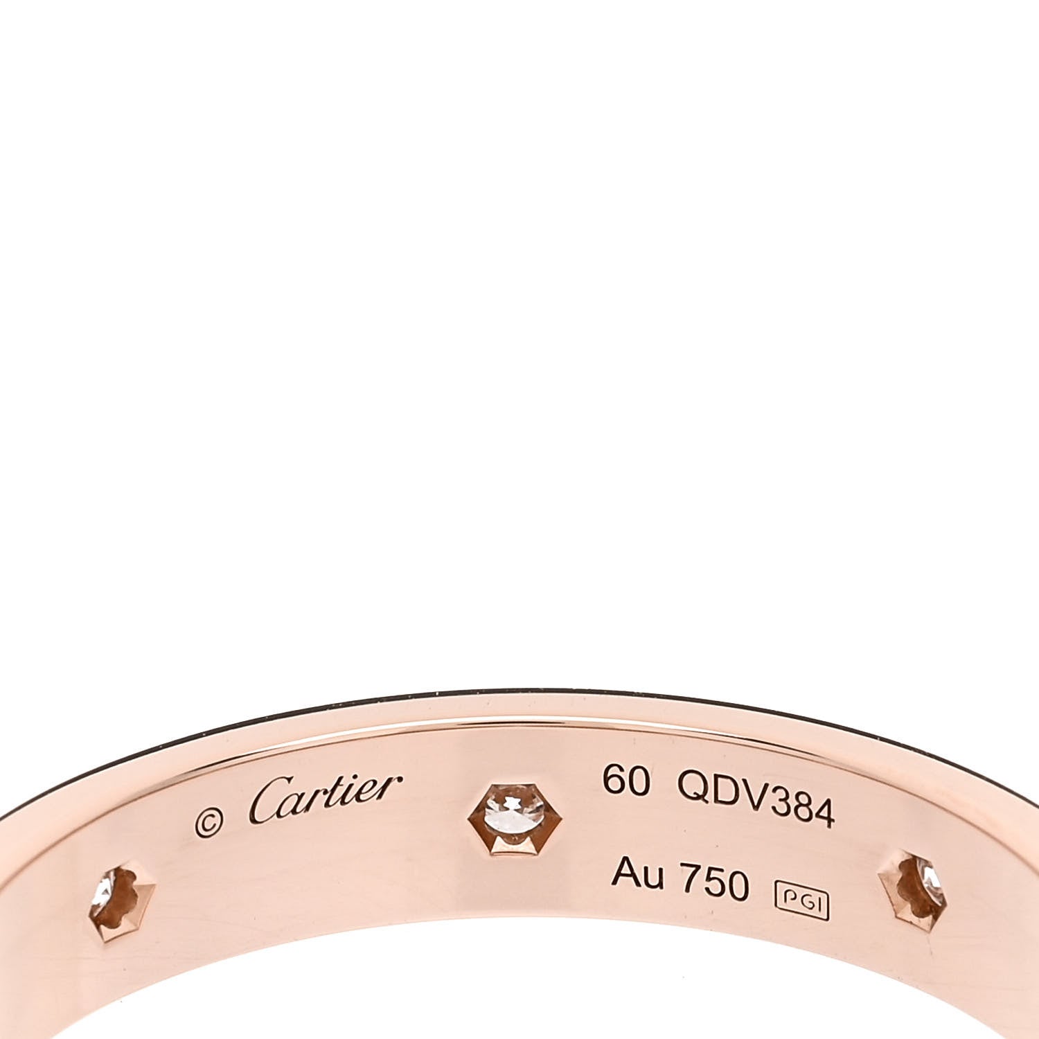 Cartier 18K Pink Gold 8 Diamond 4mm LOVE Wedding Band Ring 60 9 4 of 5