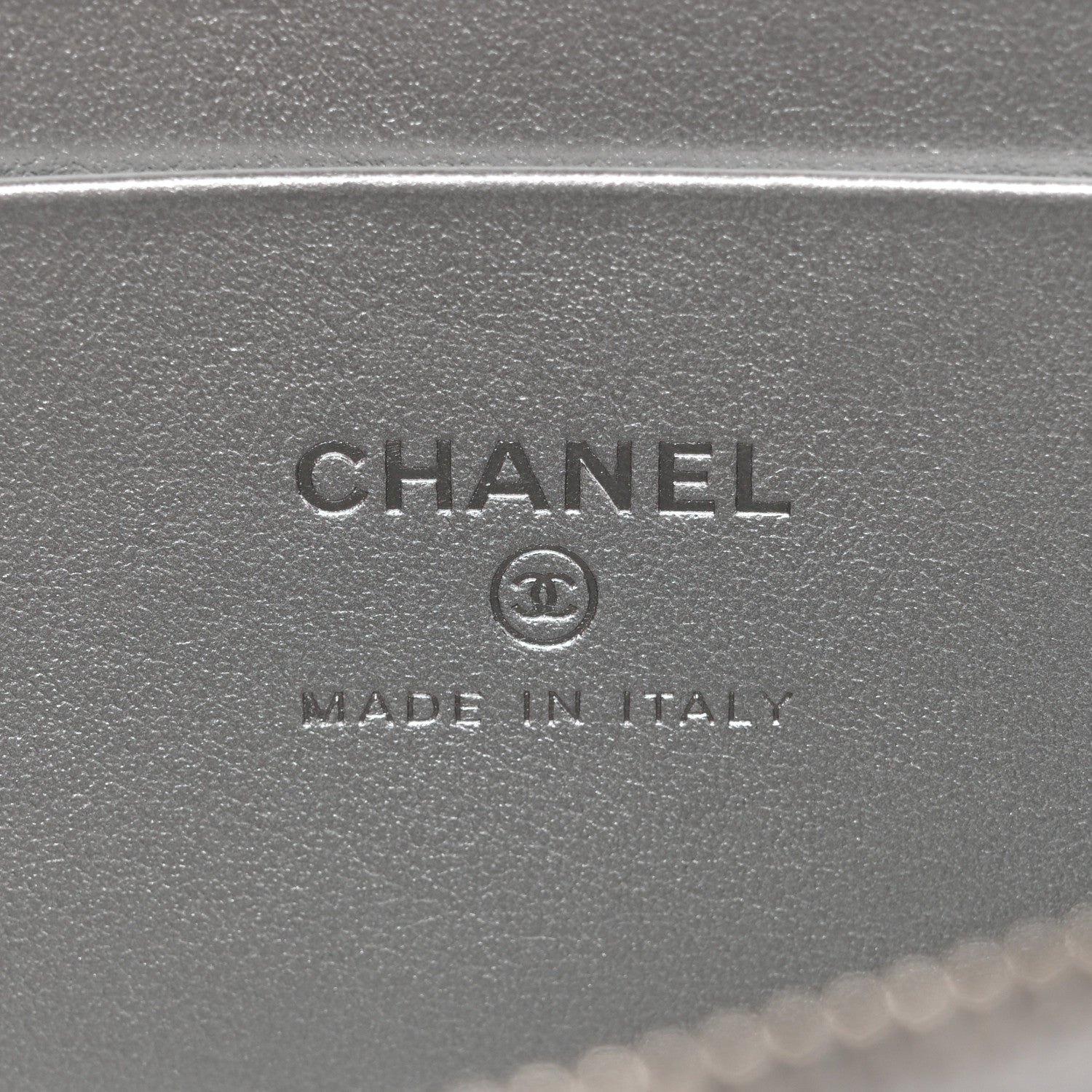 Chanel Metallic Caviar Quilted Top Handle Slim Vanity Case With Chain Silvery 6 of 11
