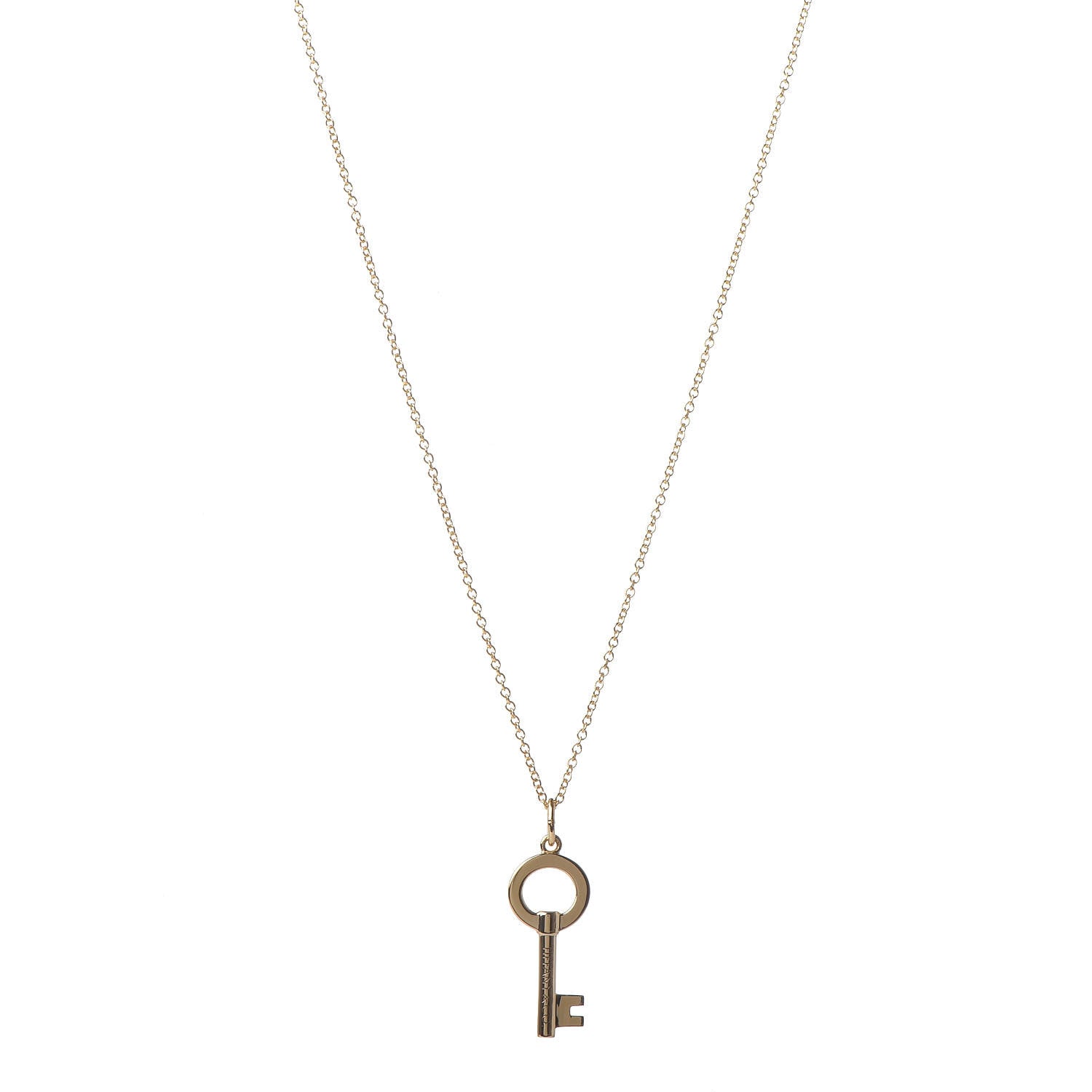 Tiffany 18K Yellow Gold Modern Keys Open Round Key Pendant Necklace 1 of 7