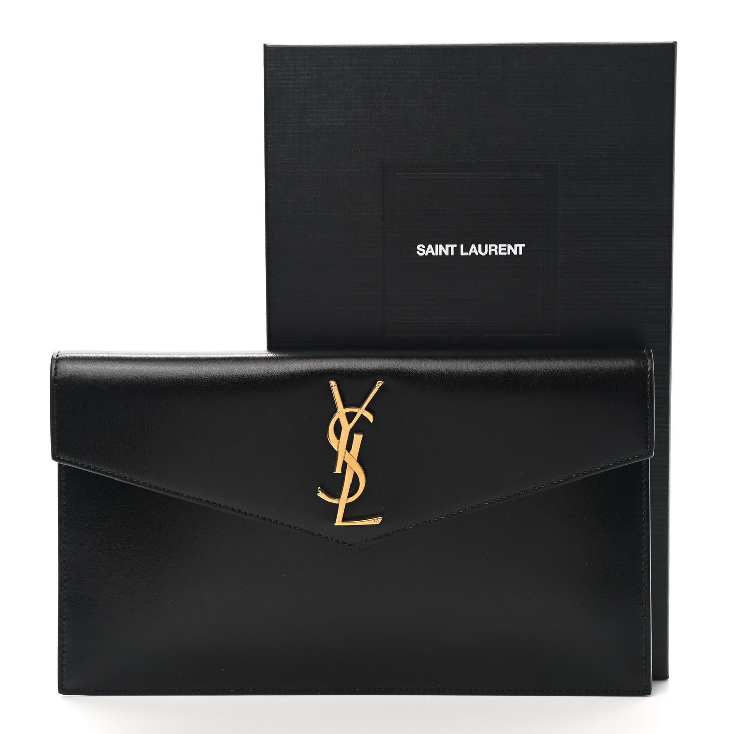 Smooth Shiny Calfskin Monogram Uptown Pouch Black