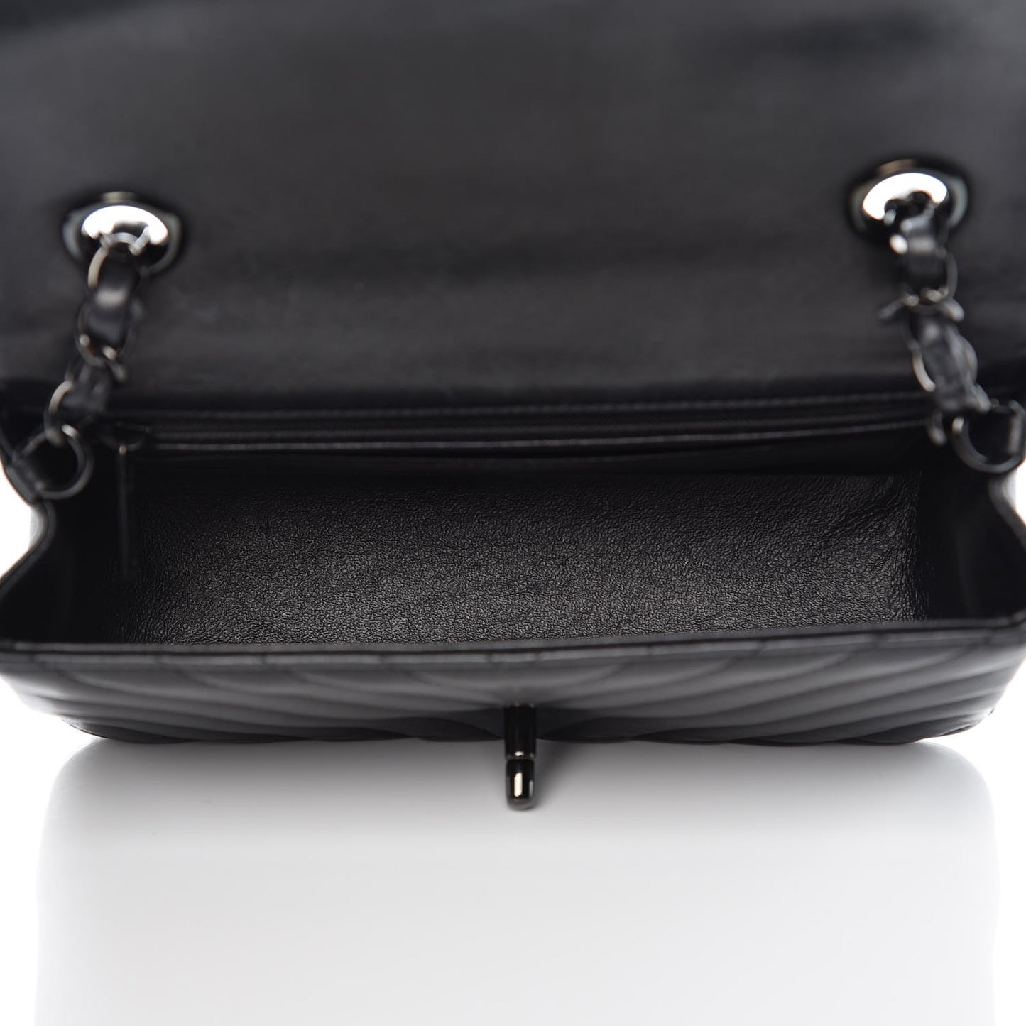 Lambskin Chevron Quilted Mini Rectangular Flap So Black