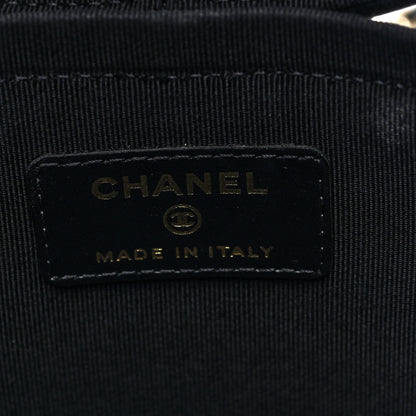Chanel Lambskin Quilted Round Vanity Case With Chain Black 7 of 11