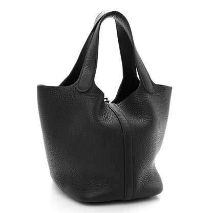 Hermes Taurillon Clemence Monochrome Picotin Lock 18 PM Black 3 of 9