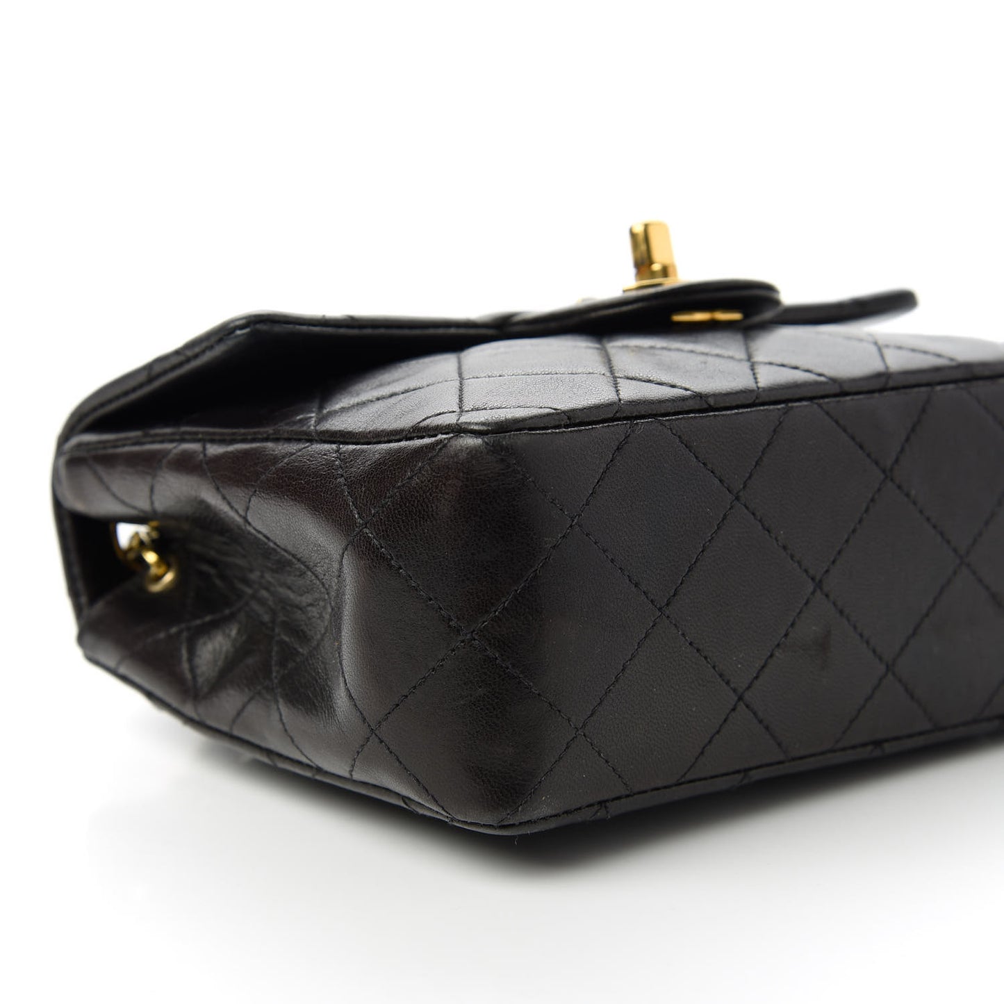 Lambskin Quilted Mini Square Flap Black