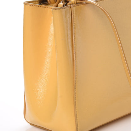 Fendi Vitello Vernice Camoscio Petite 2Jours Tote Alchemy Yellow 34 of 43