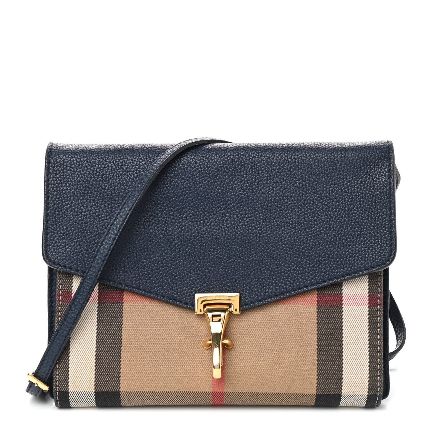Derby Calfskin House Check Small Macken Crossbody Bag Ink Blue