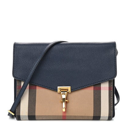 Burberry Derby Calfskin House Check Small Macken Crossbody Bag Ink Blue 1 of 8