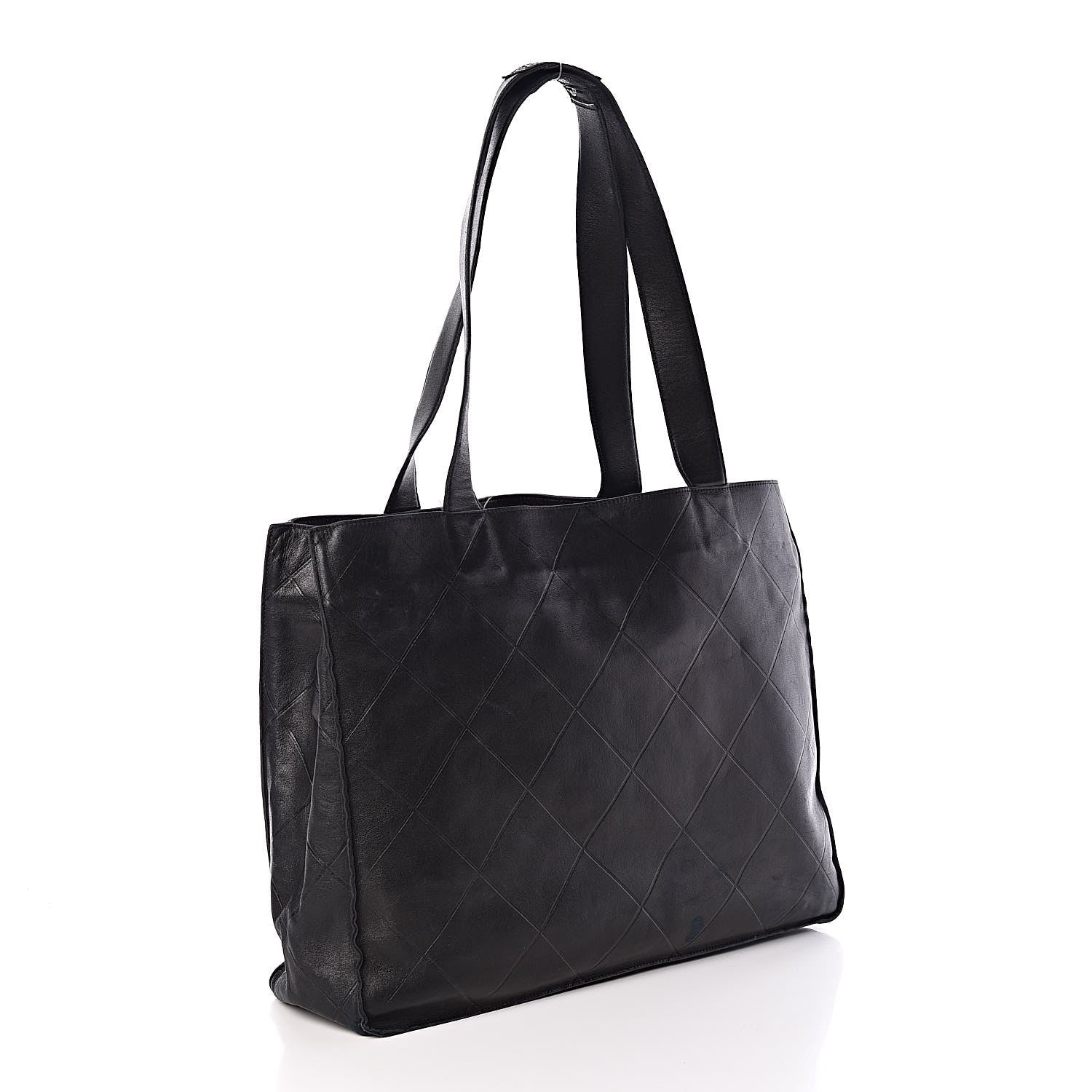 Chanel Lambskin Diamond Embossed Tote Black 3 of 11