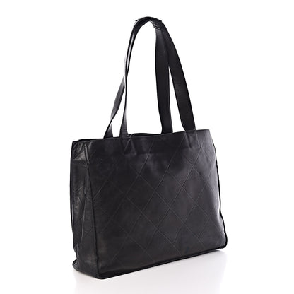 Chanel Lambskin Diamond Embossed Tote Black 3 of 11