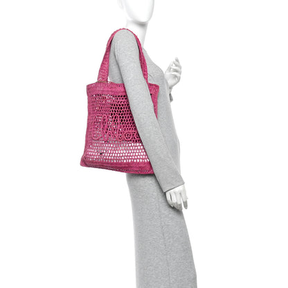 Chloe Raffia Summer Banana Tote Fuchsia Rose 2 of 9