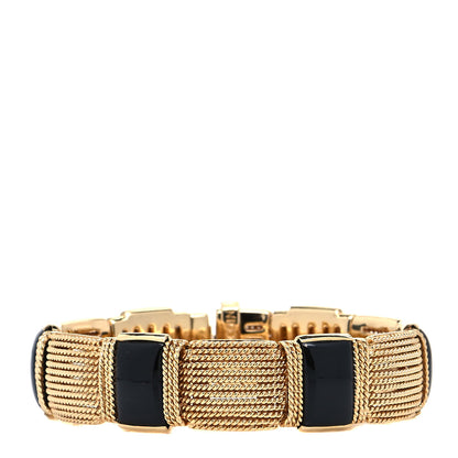 Roberto Coin 18K Yellow Gold Black Onyx Wide Silk Mesh Bracelet 1 of 5