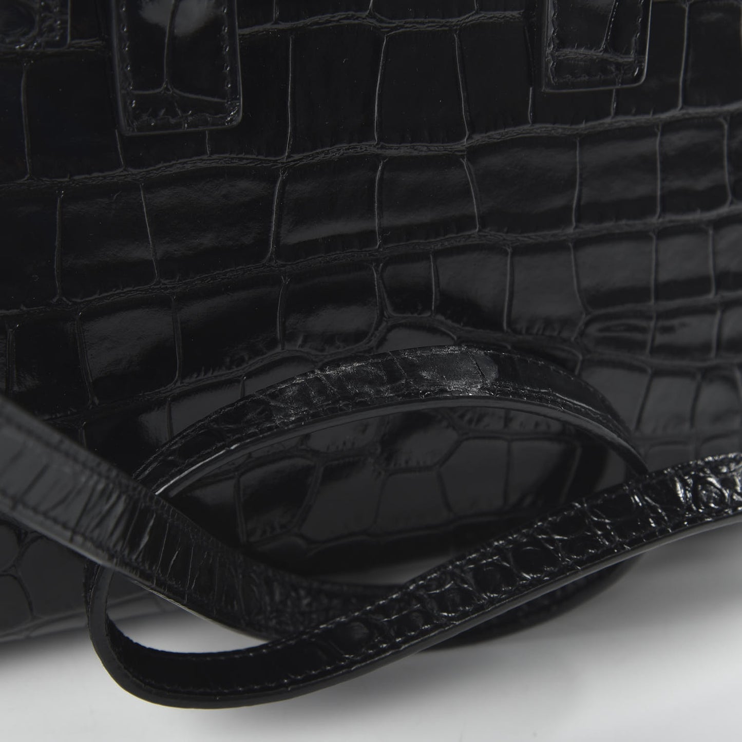 Calfskin Crocodile Embossed Nano Sac De Jour Black