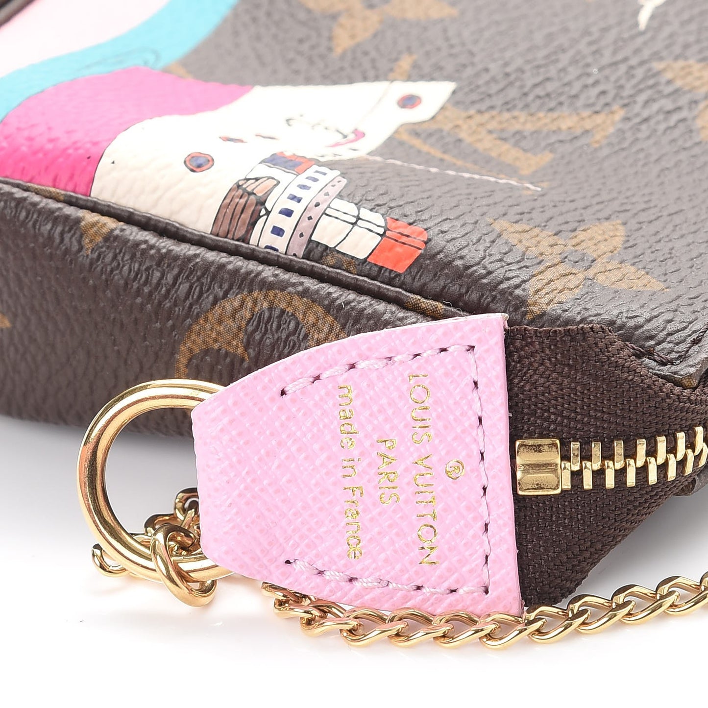 Monogram 2016 Christmas Animation Mini Pochette Accessories Rose Ballerine