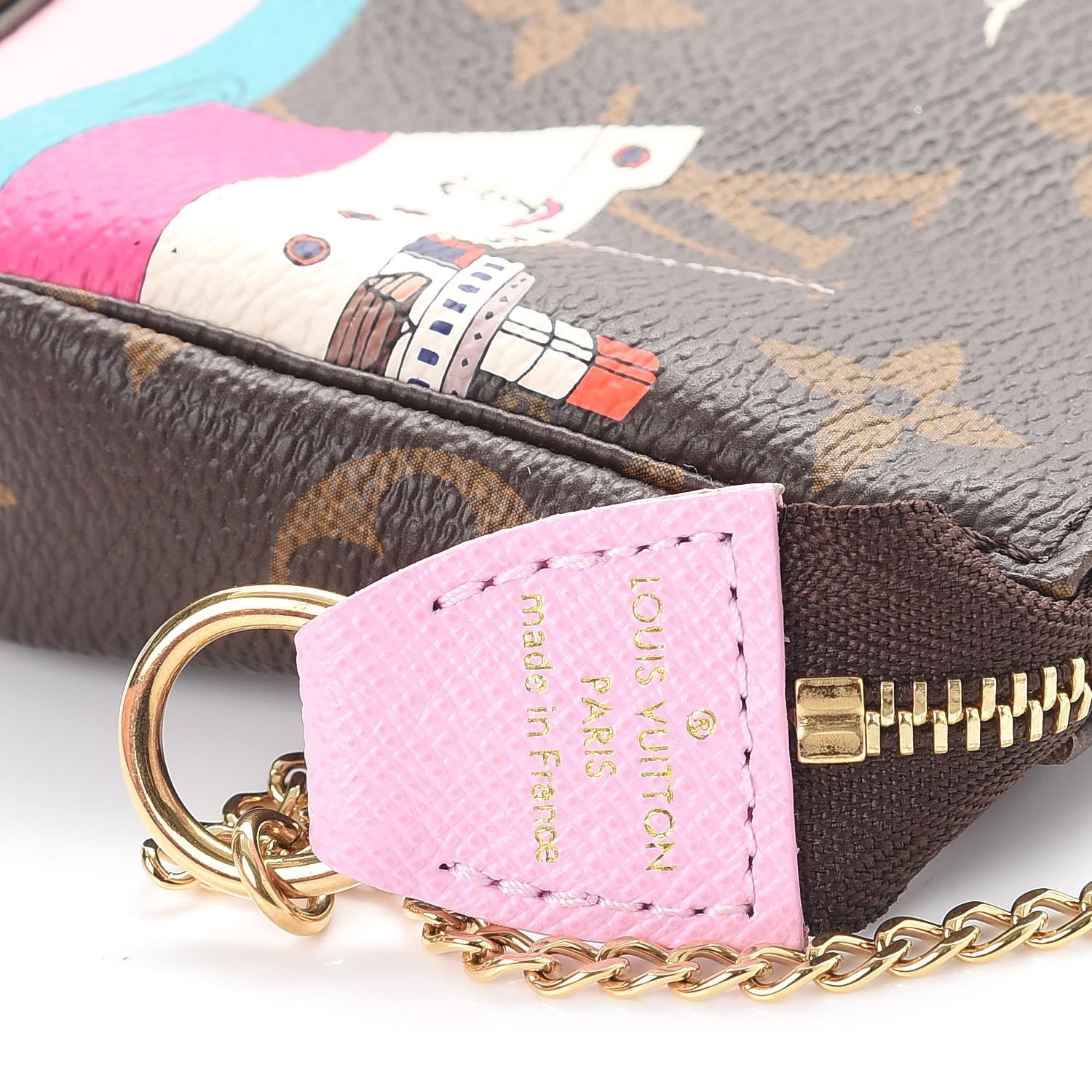 Louis Vuitton Monogram 2016 Christmas Animation Mini Pochette Accessories Rose Ballerine 6 of 7
