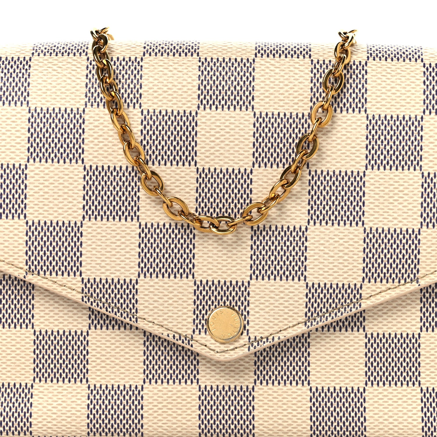 Louis Vuitton Damier Azur Pochette Felicie Chain Wallet Rose Ballerine 8 of 11