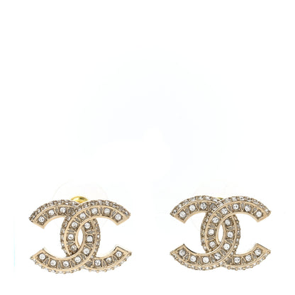 Chanel Crystal Timeless CC Earrings Light Gold 1 of 5