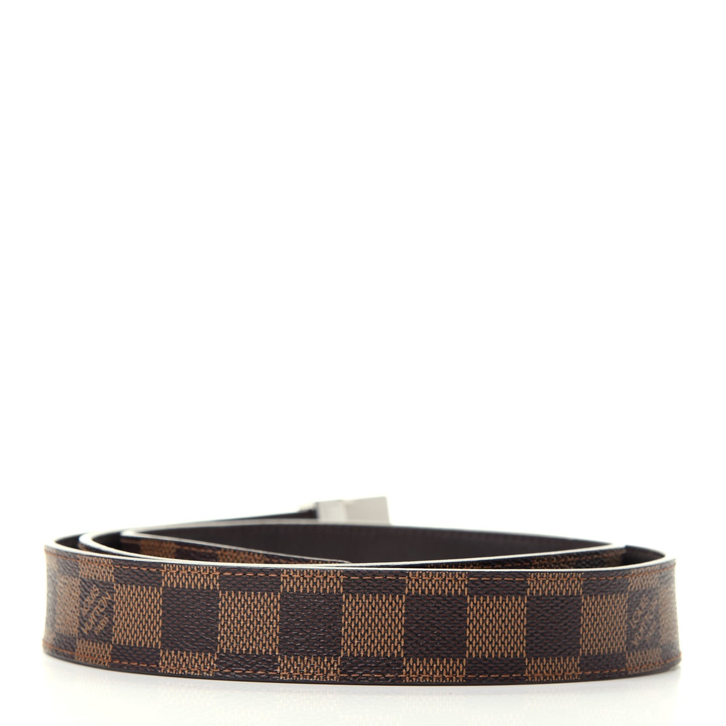 Damier Ebene LV Paris Buckle Belt 110 44 Silver