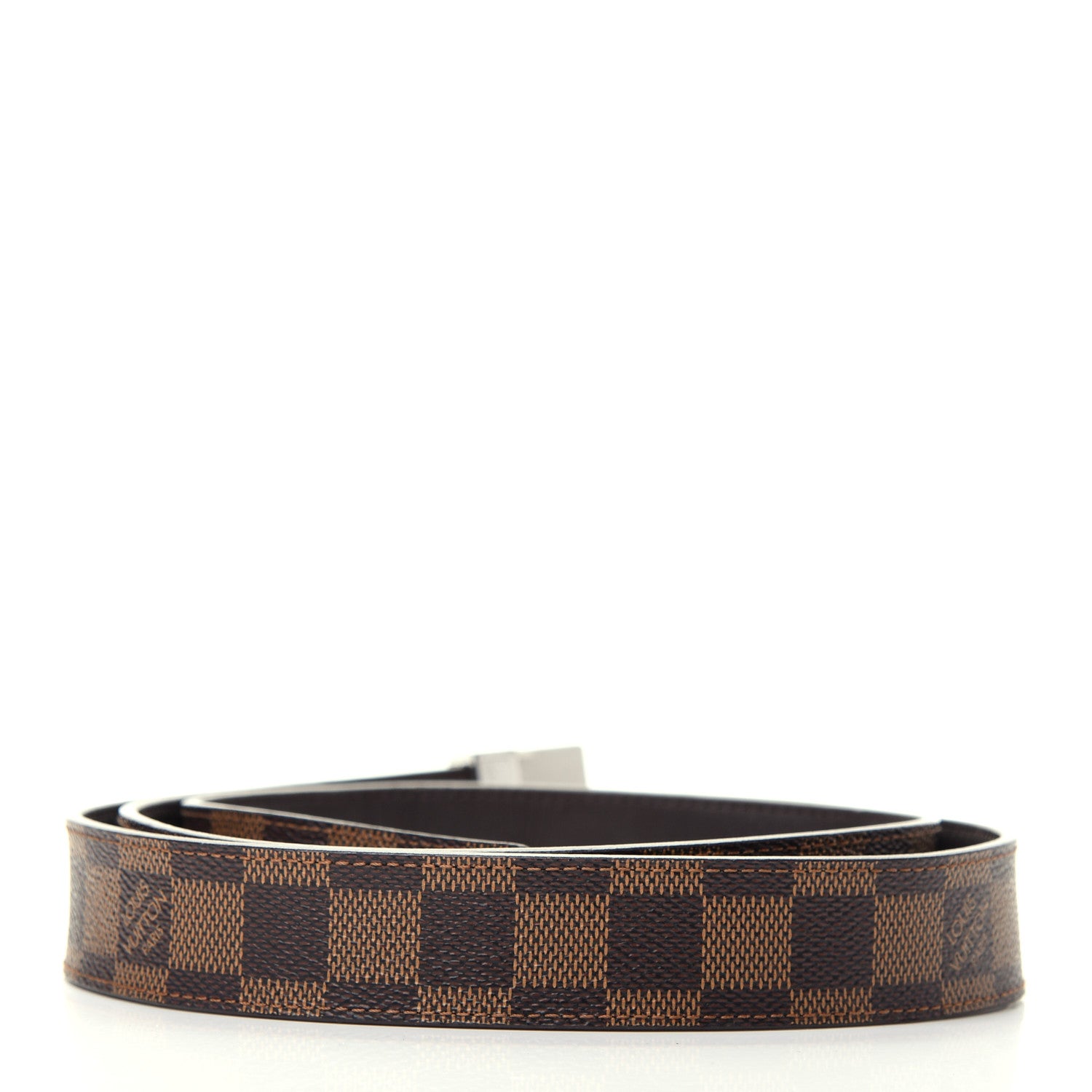 Louis Vuitton Damier Ebene LV Paris Buckle Belt 110 44 Silver 2 of 6