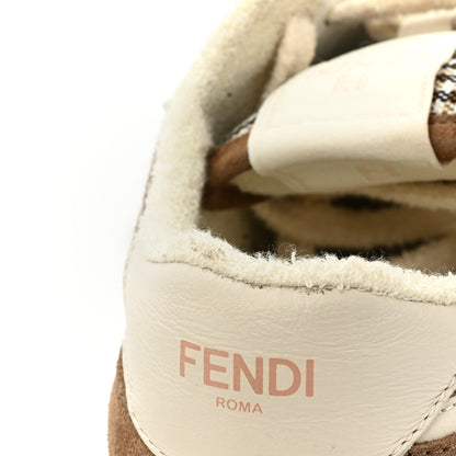 Fendi Calfskin Suede Houndstooth Fendi Match Low Top Sneakers 37 Cream Brown 12 of 14