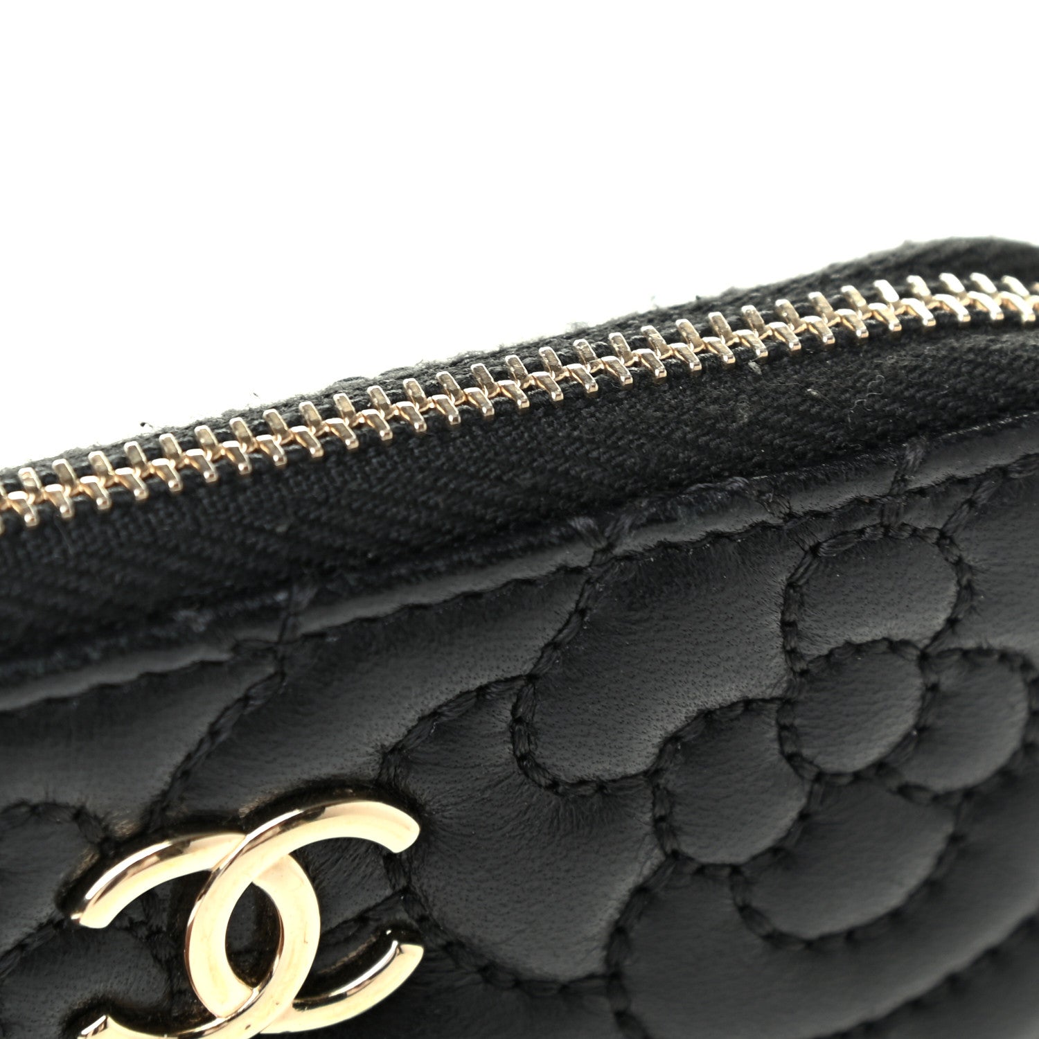 Chanel Lambskin Camellia Embossed Key Holder Case Black 9 of 9