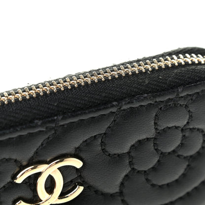 Chanel Lambskin Camellia Embossed Key Holder Case Black 9 of 9
