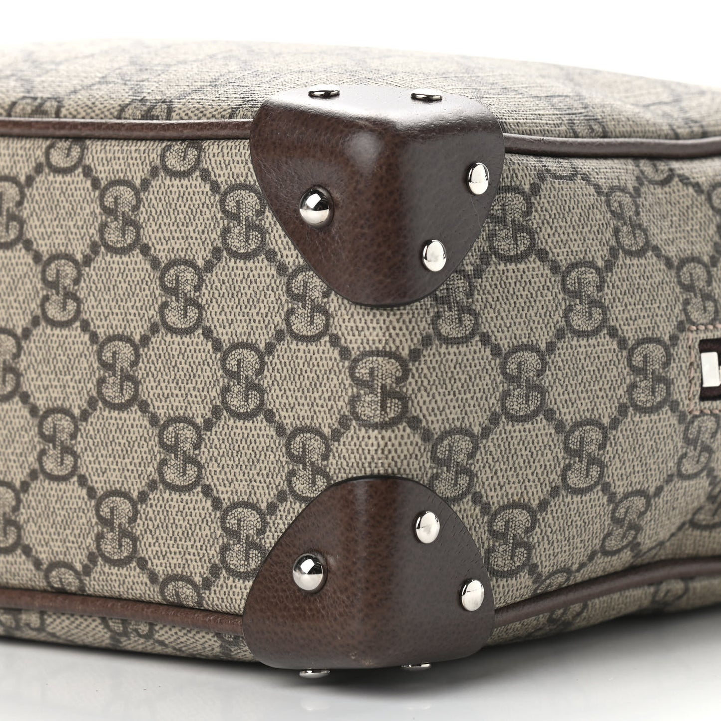 GG Supreme Monogram Textured Calfskin Square Messenger Bag Beige Ebony New Acero