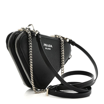 Prada Saffiano Mini Triangle Crossbody Pouch Black 3 of 12