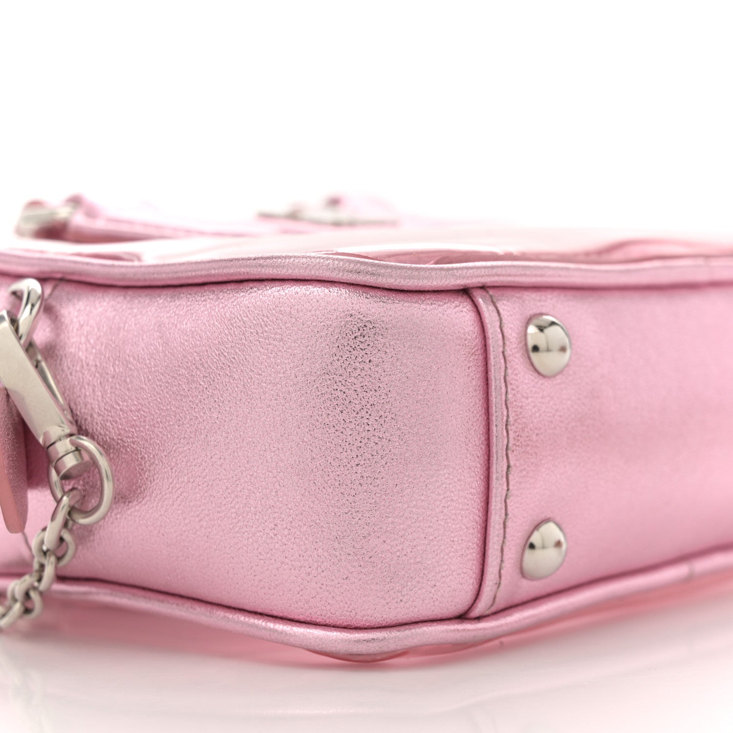 Miu Miu Metallic Nappa Plexi Vinyl Mini Top Handle Crossbody Rosa Mordore 9 of 10