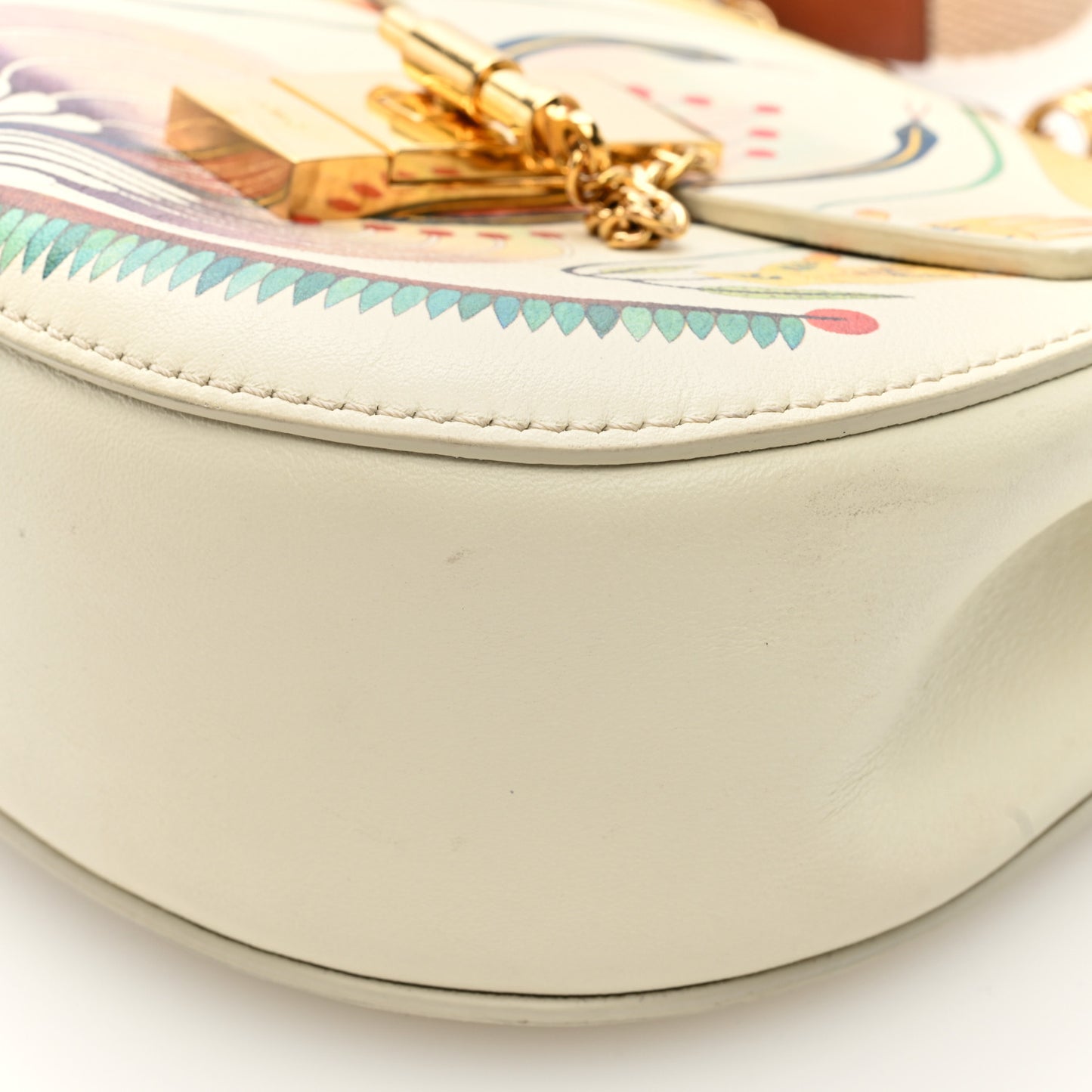 Calfskin Printed Mini Drew Bi-Color Shoulder Bag Light Multicolor