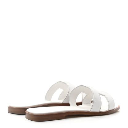 Hermes Box Calfskin Oran Sandals 39 White 4 of 8