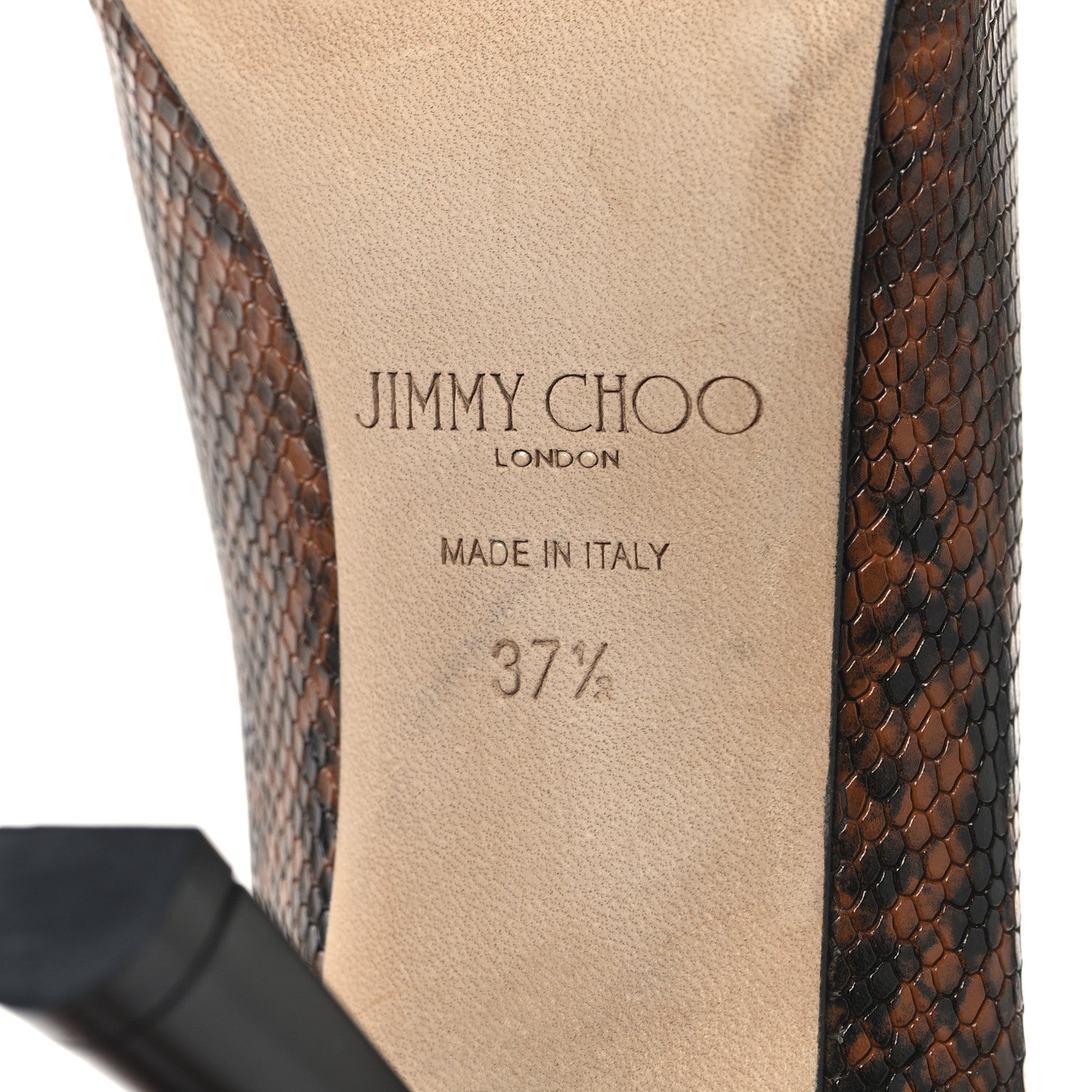 Jimmy Choo Calfskin Snakeskin Embossed Marcela 85 Pumps 37.5 Cuoio 7 of 8