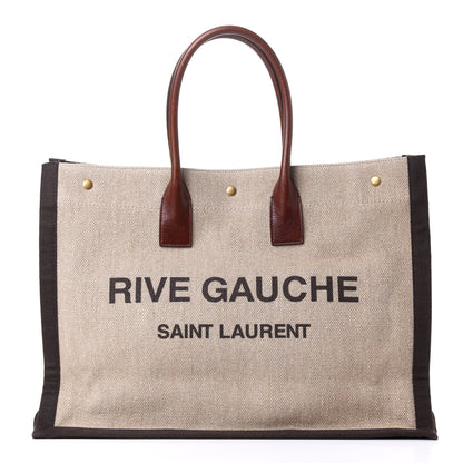Saint Laurent Linen Calfskin Rive Gauche Tote Natural 1 of 4