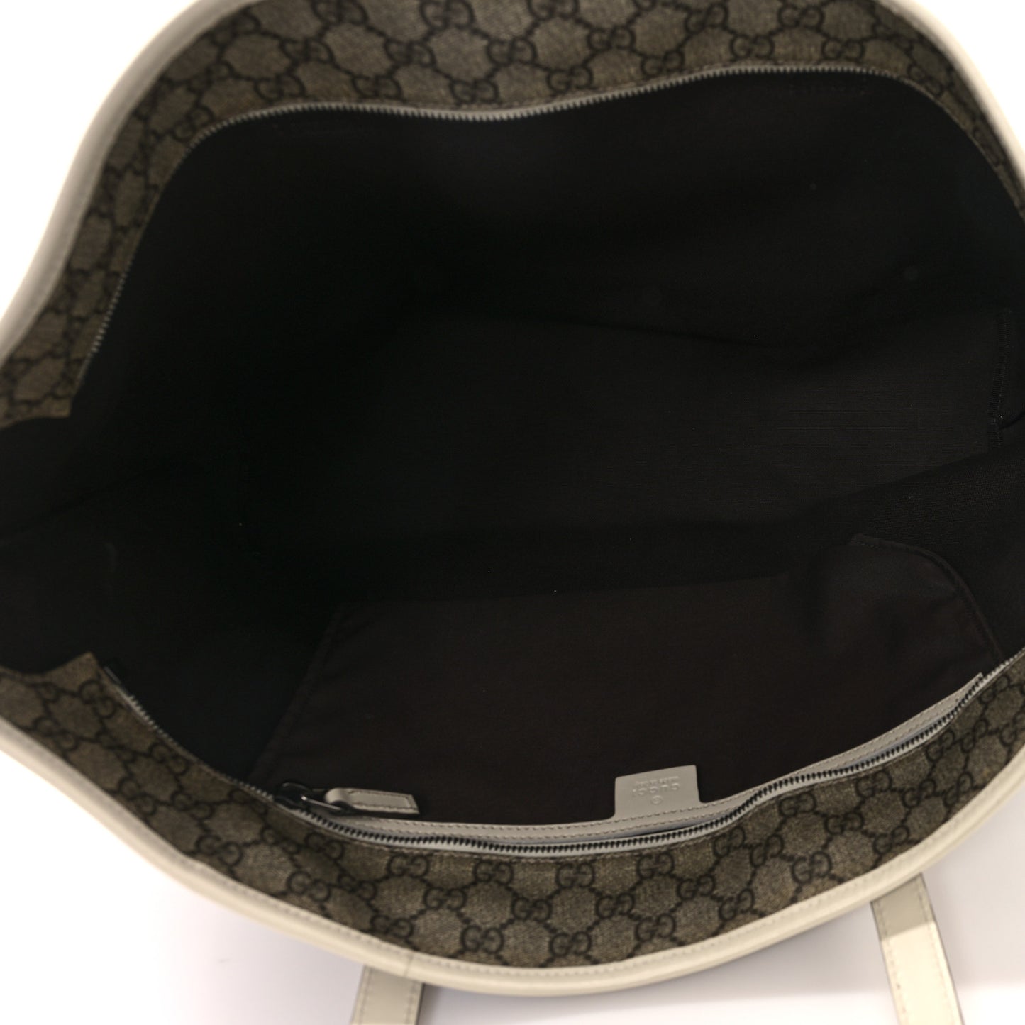 GG Supreme Monogram Large Zippered Shopping Tote Off White