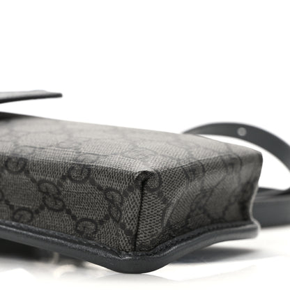 Gucci GG Supreme Monogram Textured Dollar Calfskin Phone Crossbody Bag Grey Black Graphite Grey 8 of 10