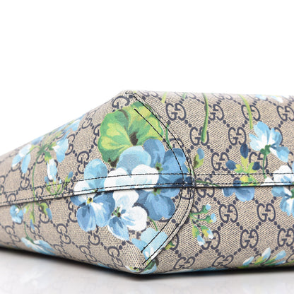 Gucci GG Supreme Monogram Blooms Small Reversible Tote Beige Blue Navy 7 of 11