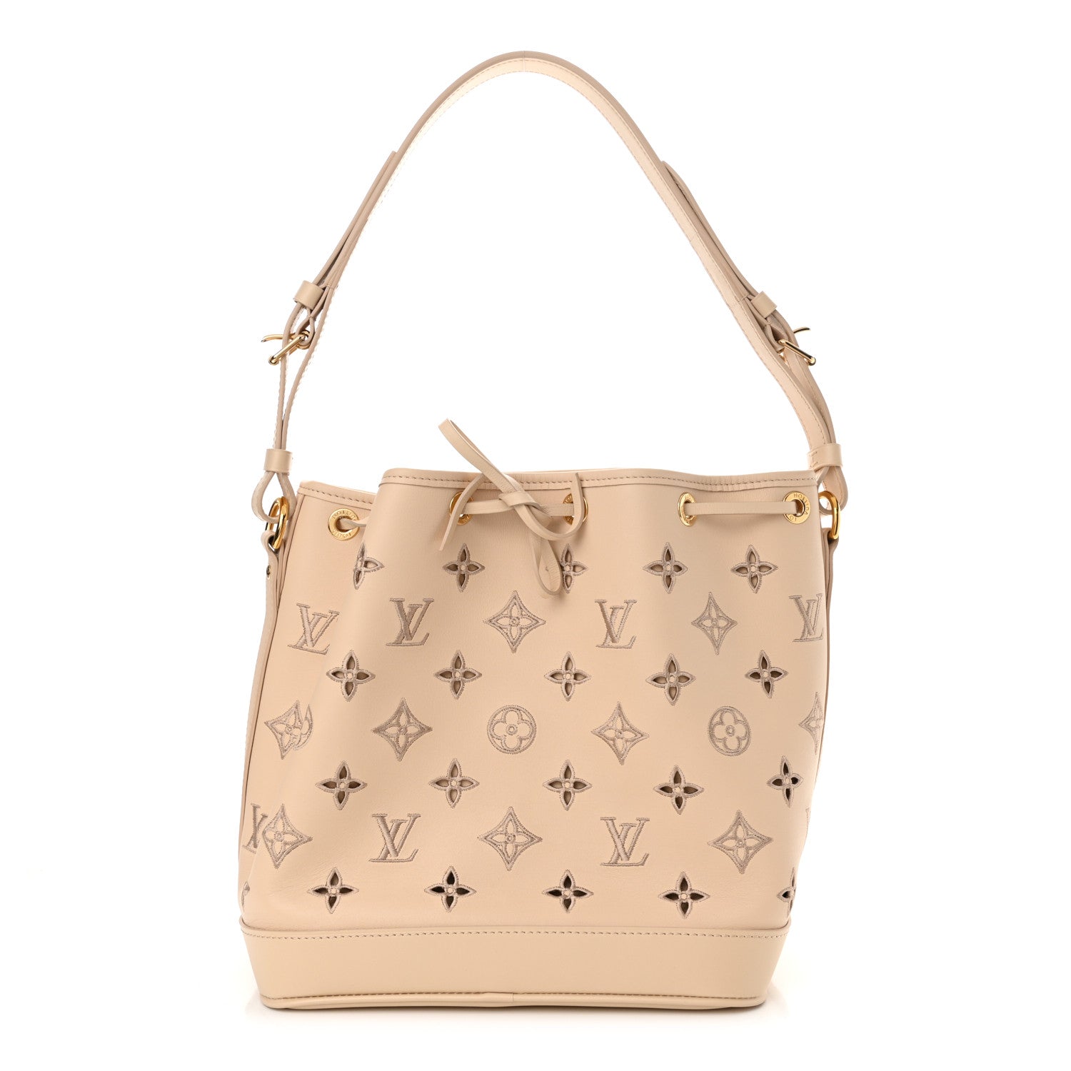 Louis Vuitton Calfskin Monogram Cutout Petit Noe Neutral 1 of 9
