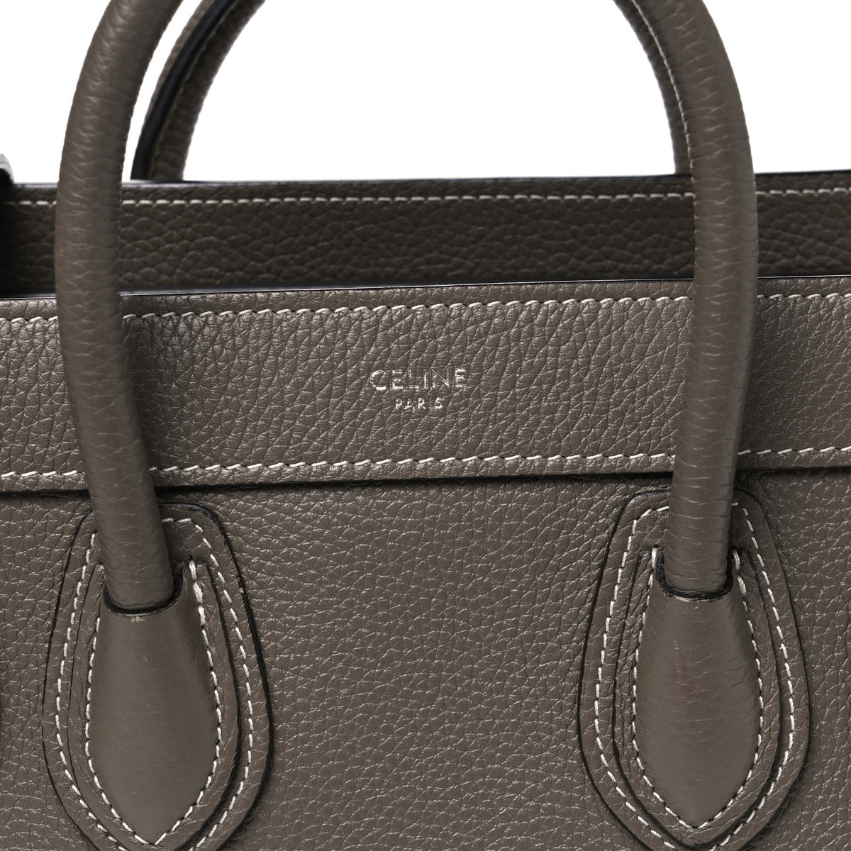 Celine Drummed Calfskin Nano Luggage Souris 9 of 11
