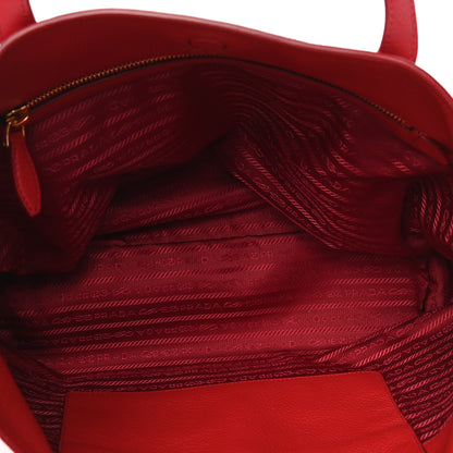 Prada Vitello Daino Pocket Shopping Tote Rosoo 4 of 5