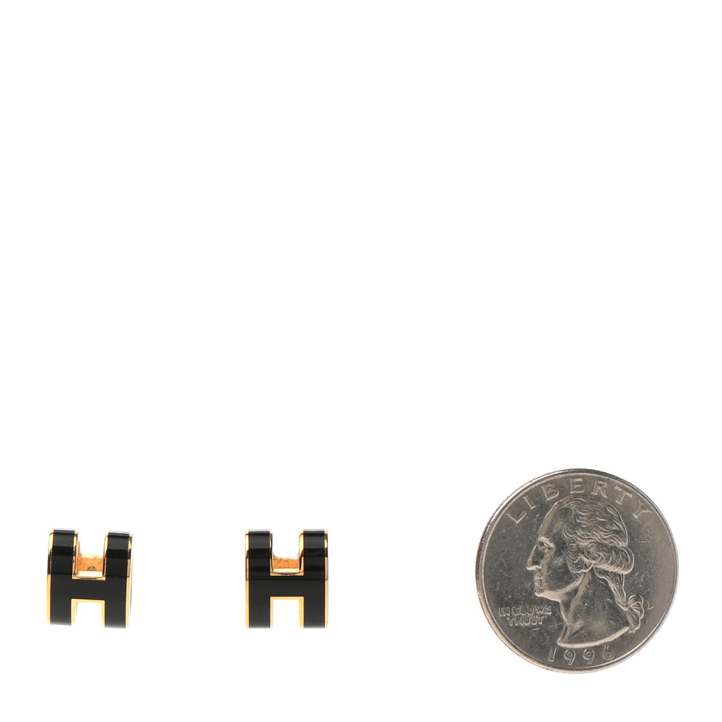 Gold Lacquered Pop H Earrings Black