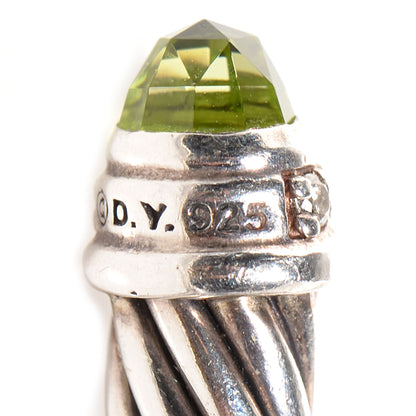 David Yurman Sterling Silver Diamond Peridot 5mm Cable Classics Bracelet 5 of 5