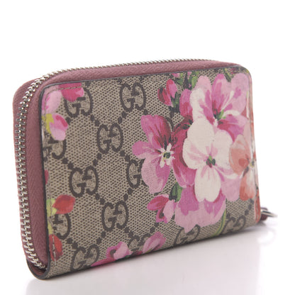 Gucci GG Supreme Monogram Blooms Zip Around Card Case Wallet Beige Multicolor Dry Rose 3 of 6