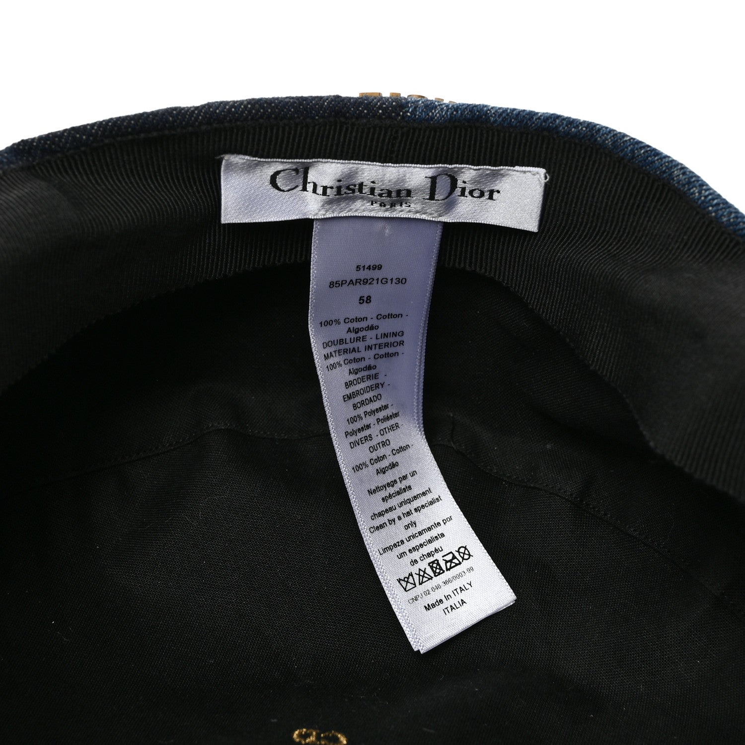 Christian Dior Denim Cap Hat 58 Blue 9 of 10