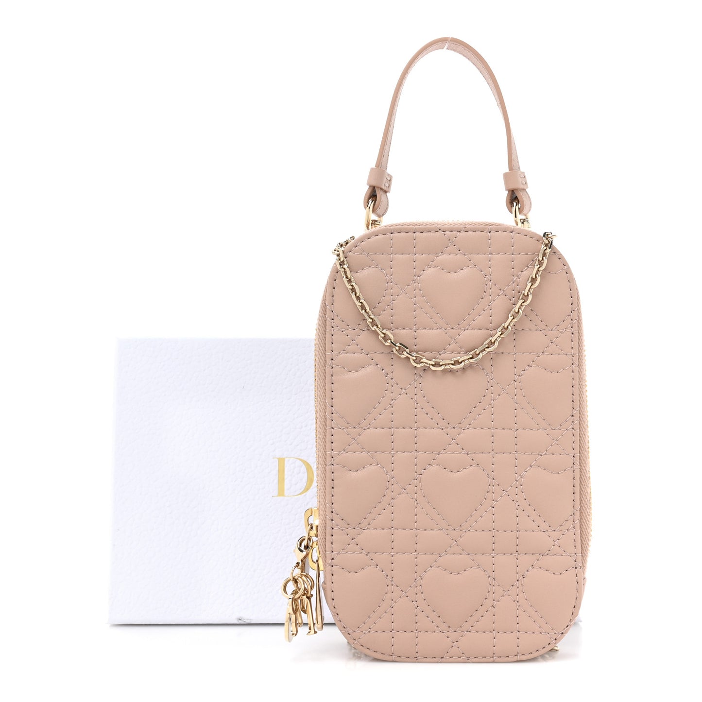Lambskin Cannage Dioramour Lady Dior Phone Holder Light Pink