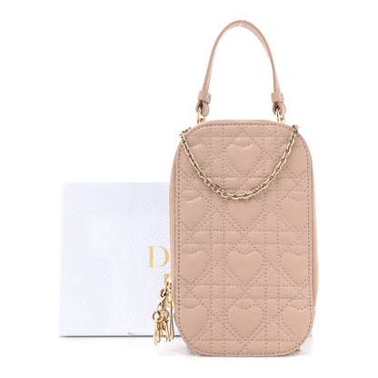 Christian Dior Lambskin Cannage Dioramour Lady Dior Phone Holder Light Pink 10 of 10