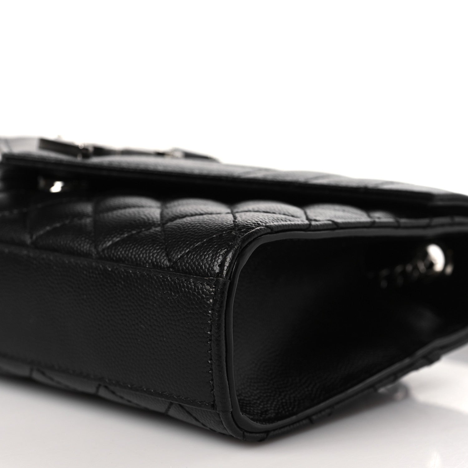 Saint Laurent Grain De Poudre Textured Mixed Matelasse Triquilt Small Monogram Satchel Black 8 of 8