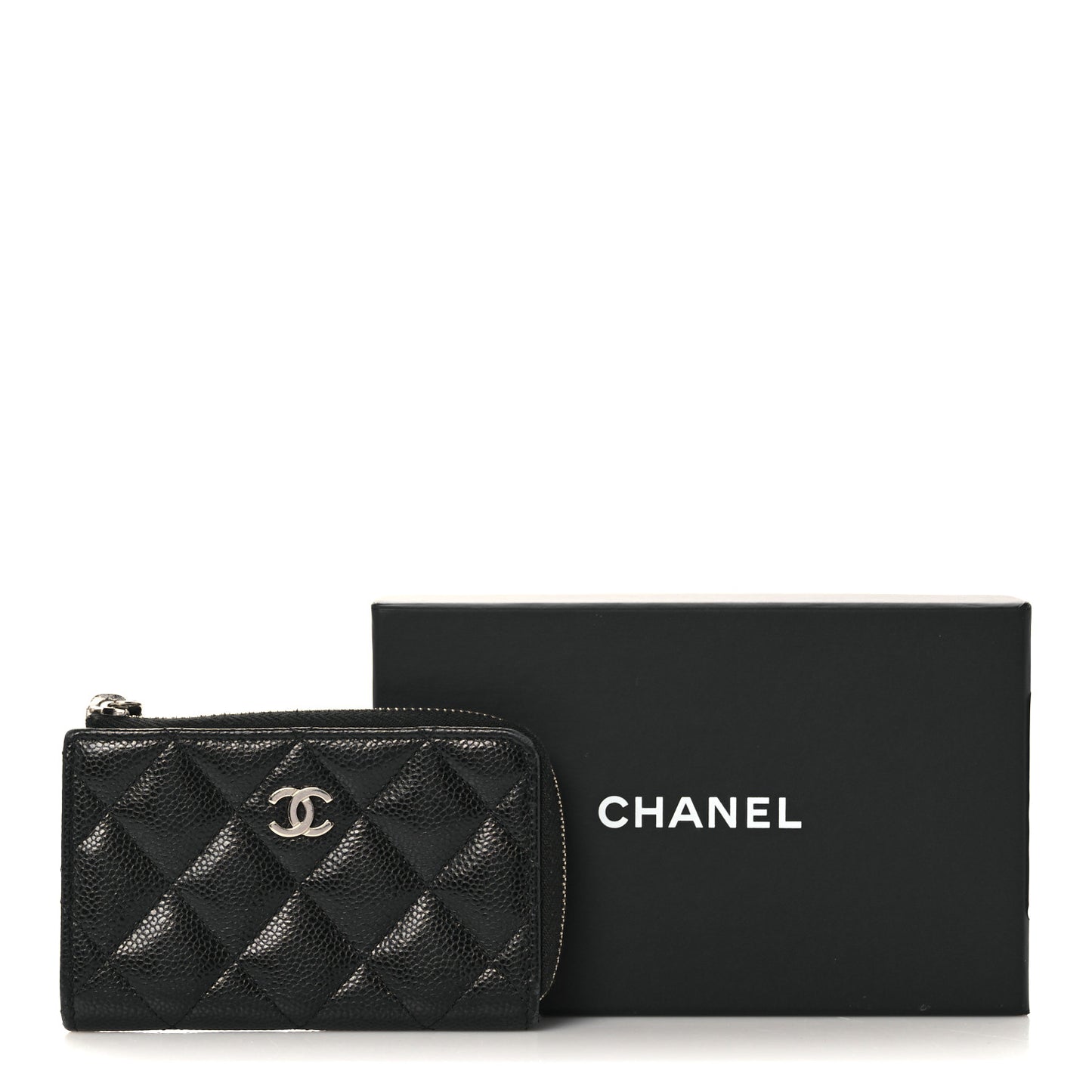 Caviar Quilted Zipped Key Holder Case Black